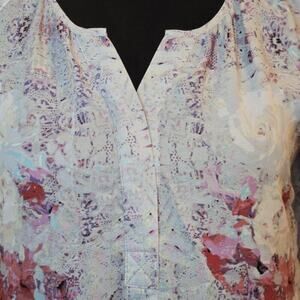 Violet & Claire Floral Boho 3/4 Sleeve Blouse Women’s SMALL V-Neck Snap FLOWY